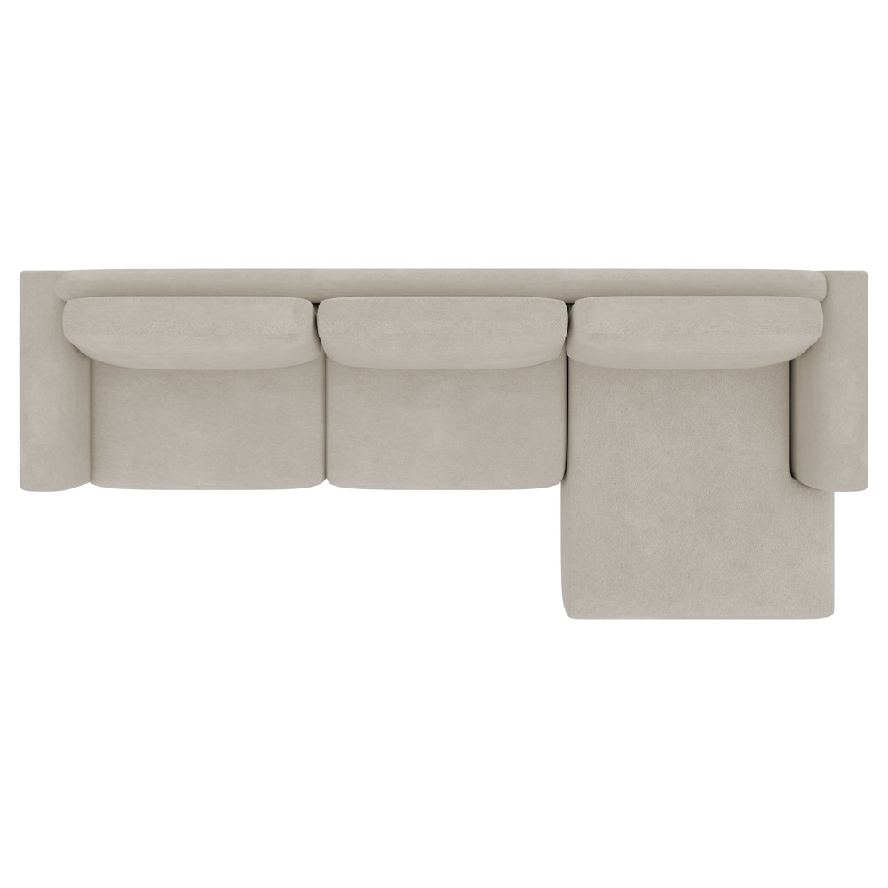 Sofá 350cm com Chaise Direita Estrutura em Madeira Franz Suede Bege G52 - Gran Belo