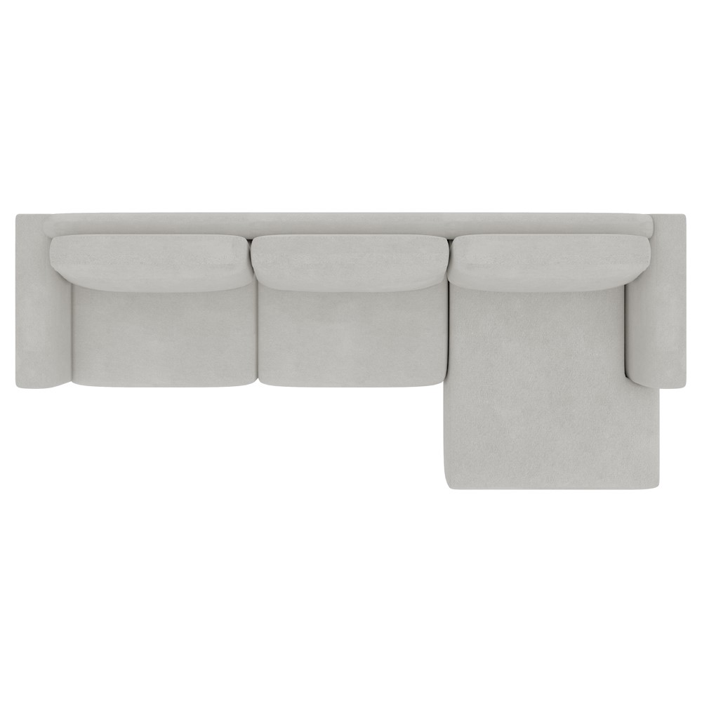 Sofá 370cm com Chaise Direita Franz Suede Cinza G52 - Gran Belo