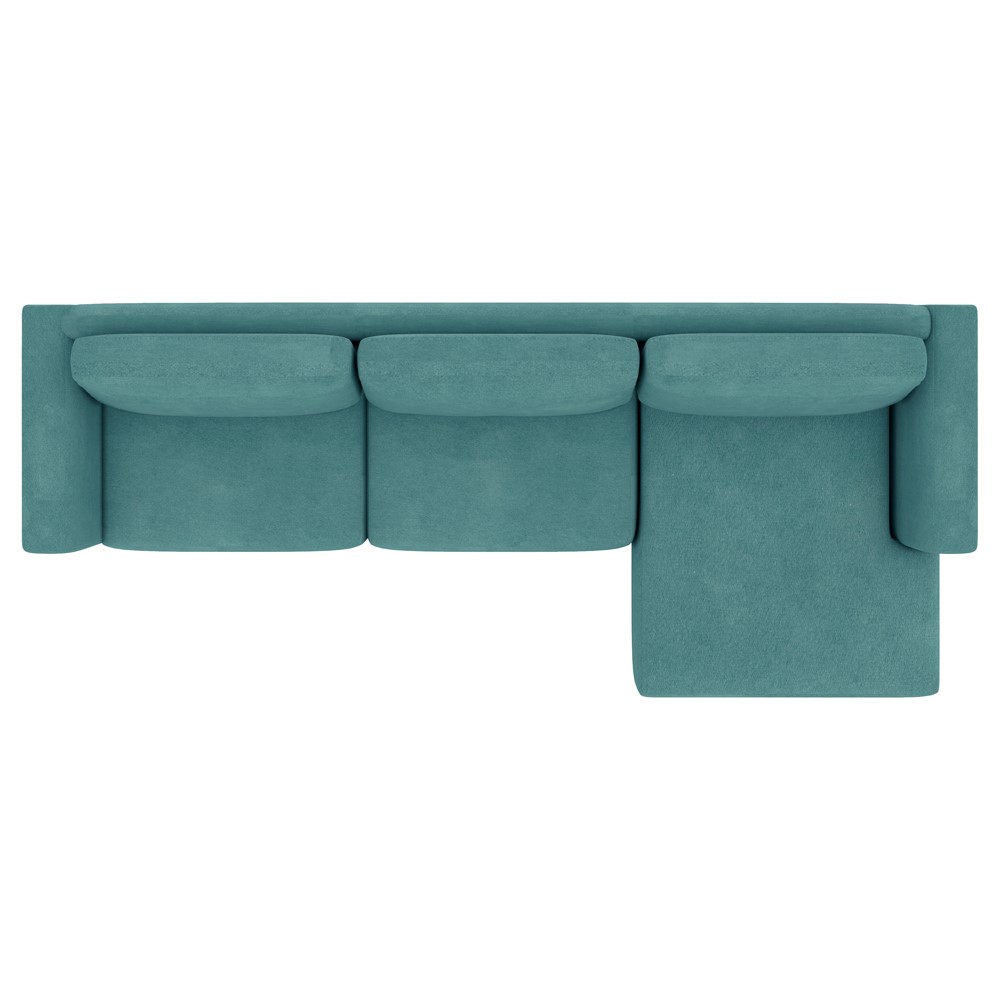 Sofá 370cm com Chaise Direita Franz Suede Turquesa G52 - Gran Belo