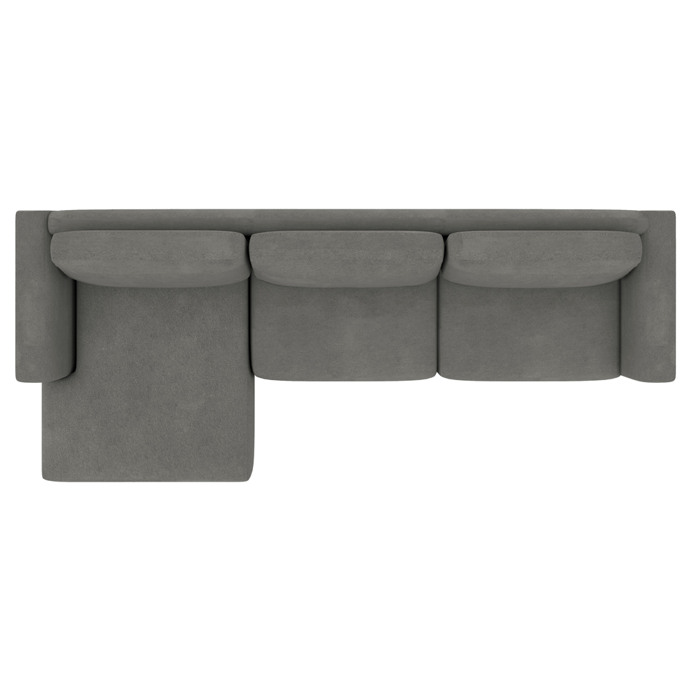 Sofá 370cm com Chaise Esquerda Franz Suede Grafite G52 - Gran Belo