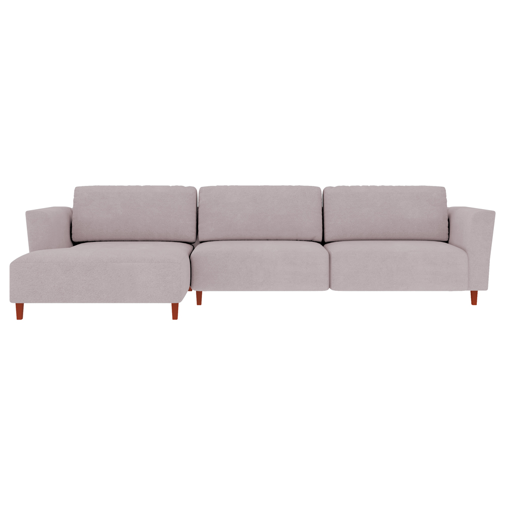Sofá 370cm com Chaise Esquerda Franz Suede Rosê - Gran Belo
