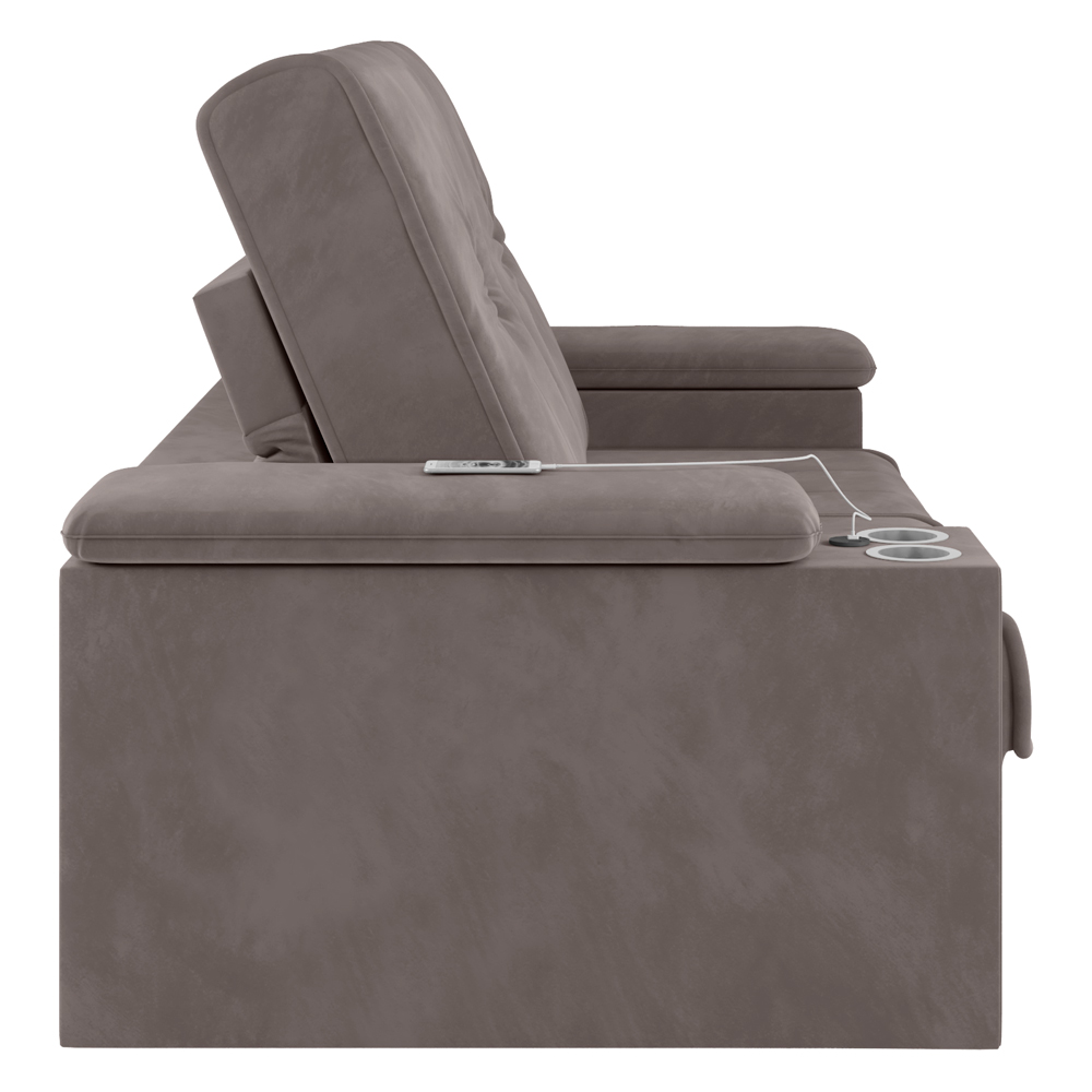 Sofá 4 Lugares 257cm Retrátil e Reclinável com 2 Porta Copos USB Calvin Veludo Avelã G46 - Gran Belo