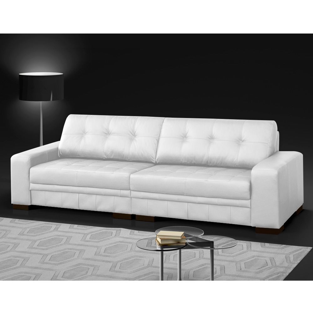 Sofá 4 Lugares 280cm Milano Couro Branco Fosco - Gran Belo