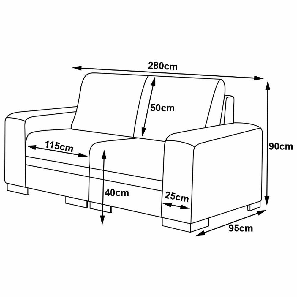 Sofá 4 Lugares 280cm Milano Couro Cinza - Gran Belo