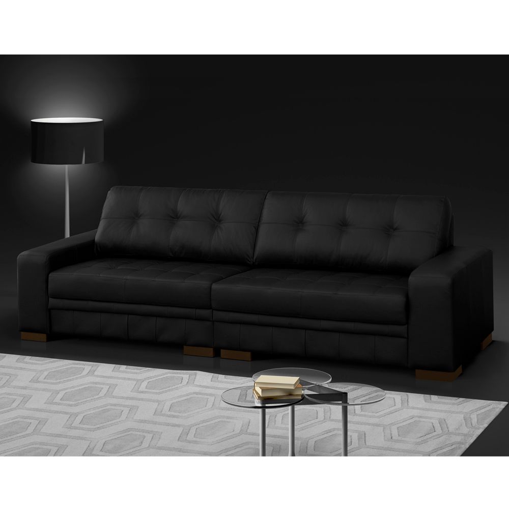 Sofá 4 Lugares 280cm Milano Couro Preto Fosco - Gran Belo