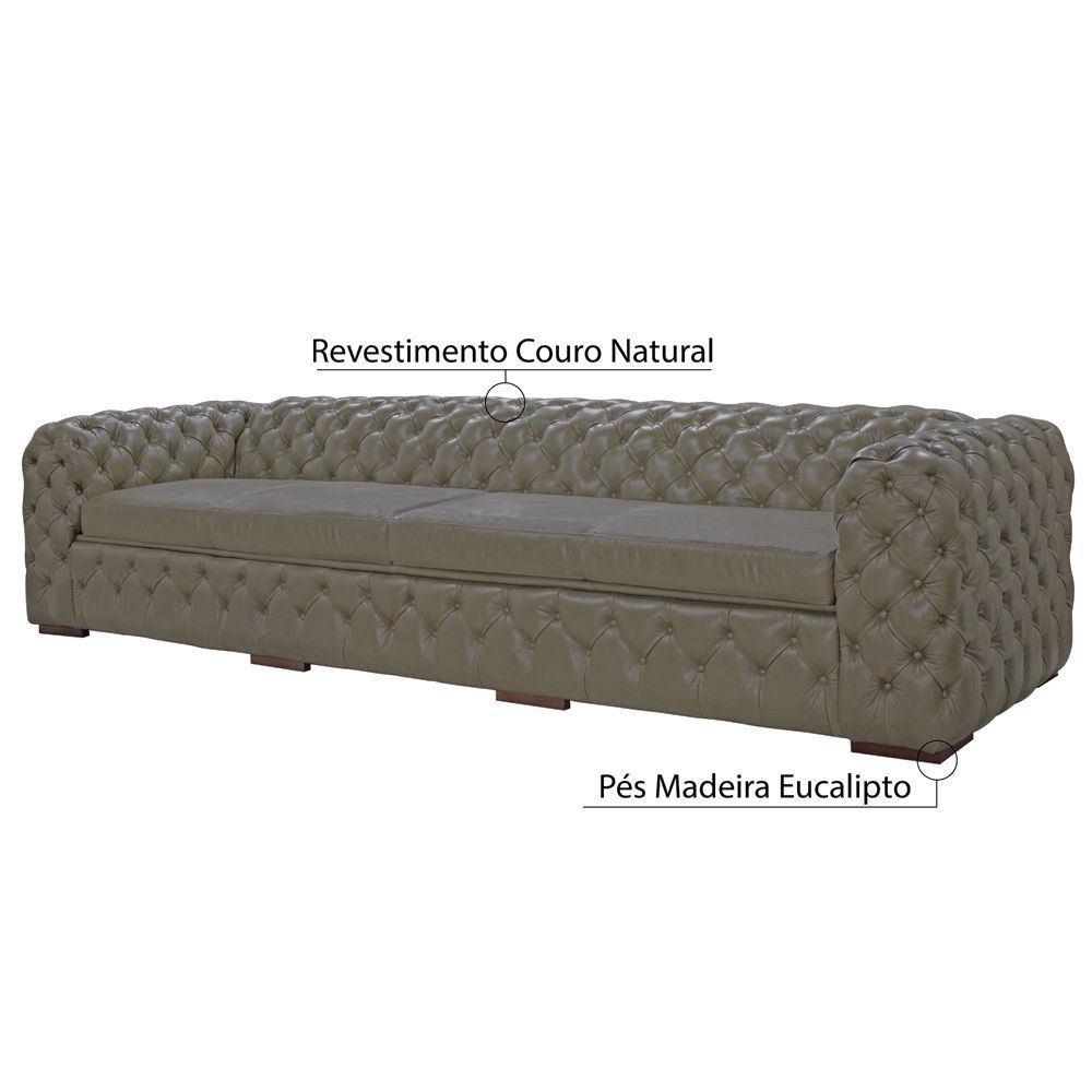 Sofá 4 Lugares Astúria 260cm Couro Fendi - Gran Belo