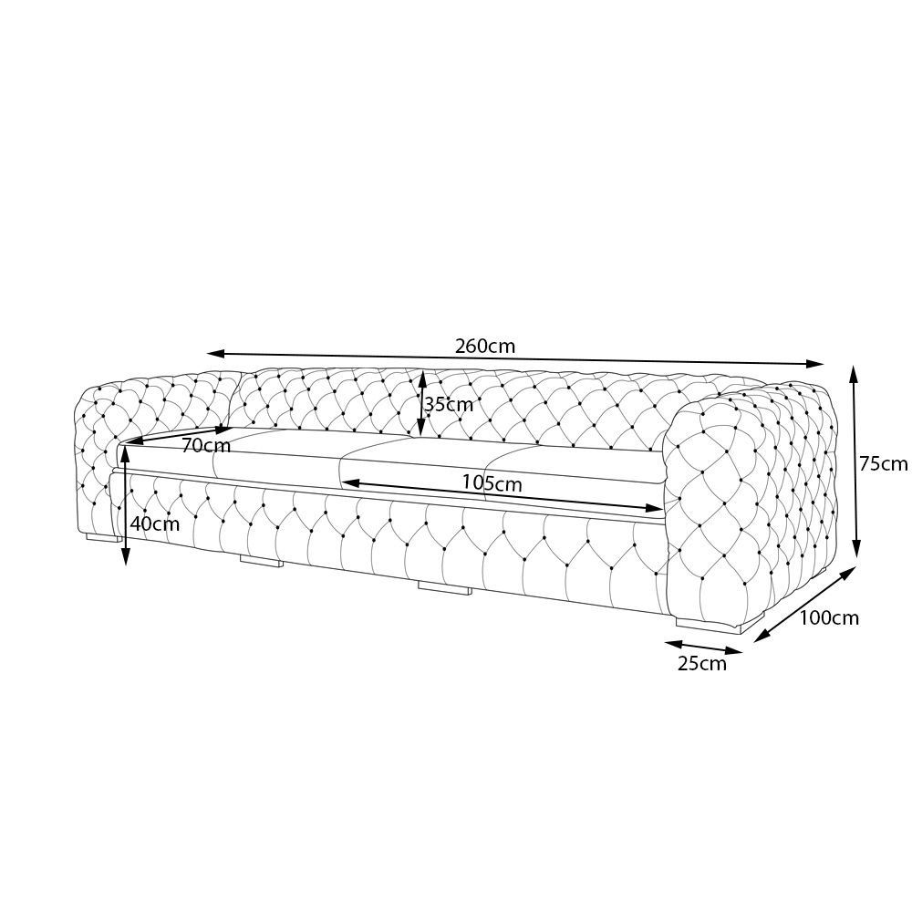 Sofá 4 Lugares Astúria 260cm Couro Fendi - Gran Belo