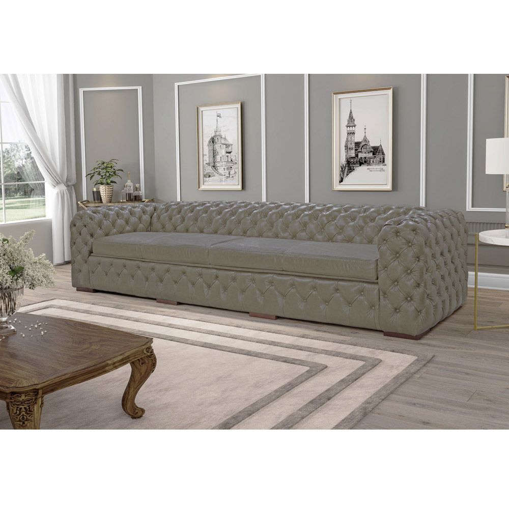 Sofá 4 Lugares Astúria 260cm Couro Fendi - Gran Belo