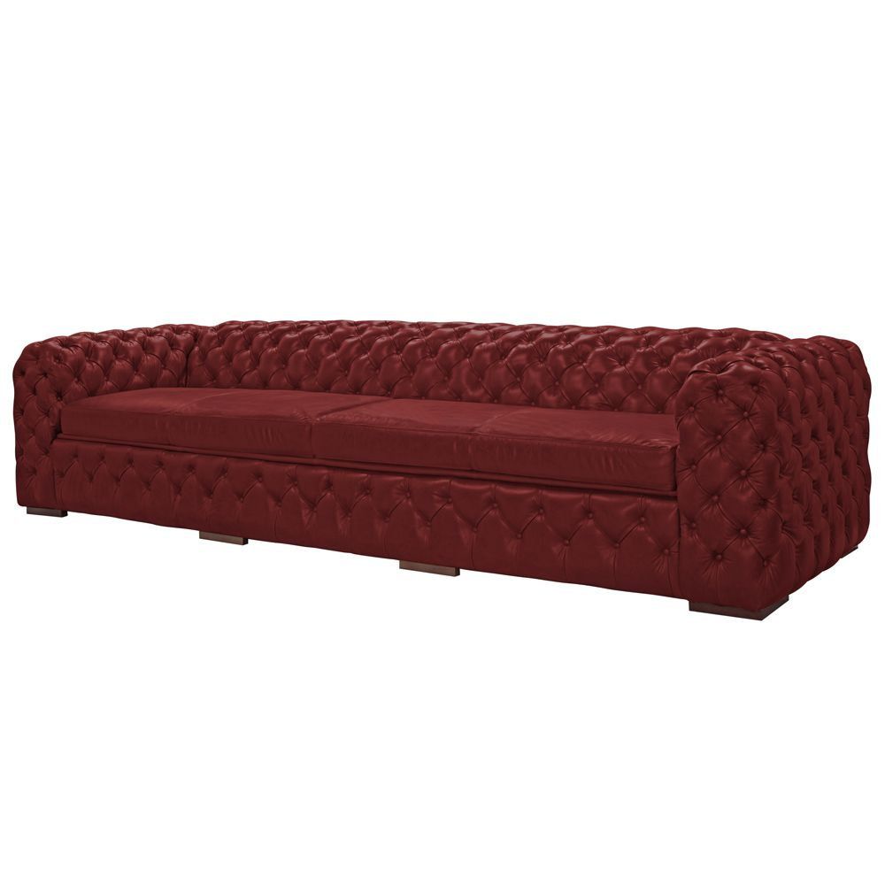 Sofá 4 Lugares Astúria 280cm Couro Vermelho G58 - Gran Belo