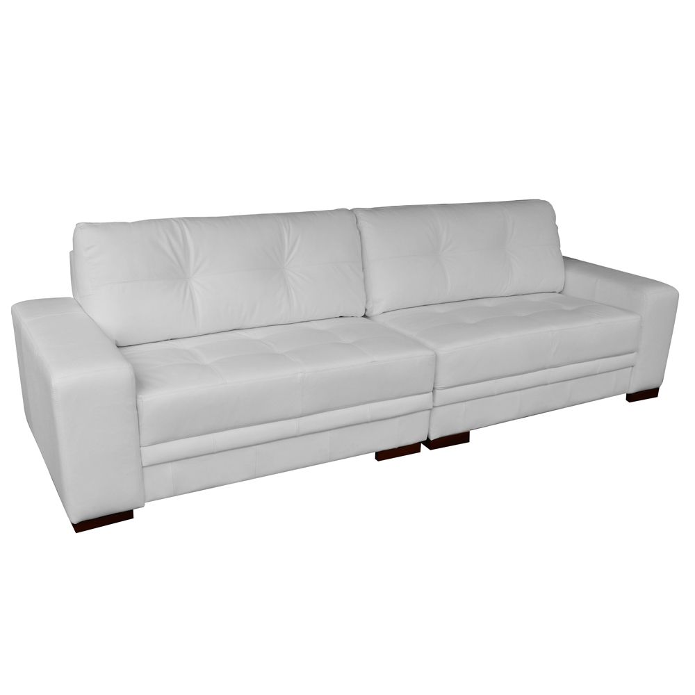Sofá 4 Lugares Bipartido Sala de Estar Milano 280cm Couro Branco G58 - Gran Belo