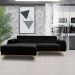 Sofá 4 Lugares Bipartido com Chaise Lado Direito Base de Madeira Euro 255 cm Veludo Preto G15 - Gran Belo