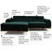 Sofá 4 Lugares Bipartido com Chaise Lado Direito Base de Madeira Euro 265 cm Veludo Verde G15 - Gran Belo