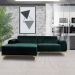 Sofá 4 Lugares Bipartido com Chaise Lado Direito Base de Madeira Euro 265 cm Veludo Verde G15 - Gran Belo
