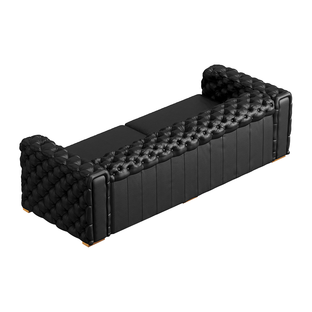Sofá 4 Lugares Gênova 260cm Couro Preto G58 - Gran Belo