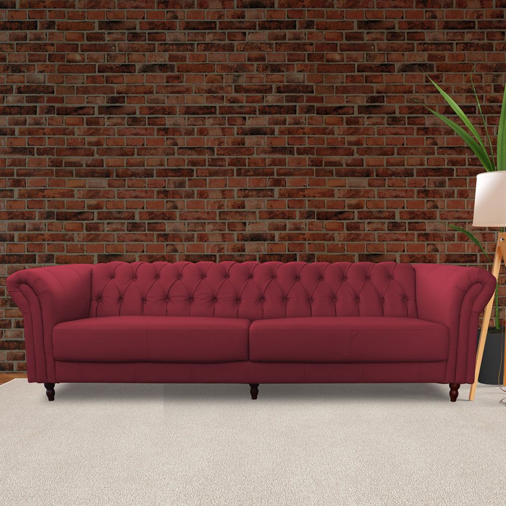 Sofá 4 Lugares Maggiore 260cm Couro Vermelho - Gran Belo