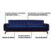 Sofá 4 Lugares Sala de Estar Eros 260 cm Veludo Azul Bic Base Fixa G15 - Gran Belo