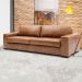 Sofá 4 Lugares Sala de Estar Pés Madeira Aisla 240 cm Couro Camel G43 - Gran Belo