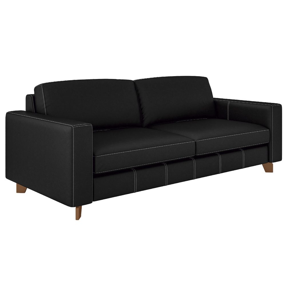 Sofá 4 Lugares Sala de Estar Recepção 280cm Presley Couro Preto G52 - Gran Belo