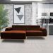Sofá 4 Lugares com Chaise Base de Madeira Euro 255 cm Veludo Telha - Gran Belo