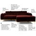 Sofá 4 Lugares com Chaise Base de Madeira Euro 255 cm Veludo Vinho - Gran Belo