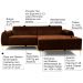 Sofá 4 Lugares com Chaise Base de Madeira Euro 265 cm Veludo Telha - Gran Belo