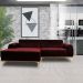 Sofá 4 Lugares com Chaise Base de Madeira Euro 265 cm Veludo Vinho G15 - Gran Belo