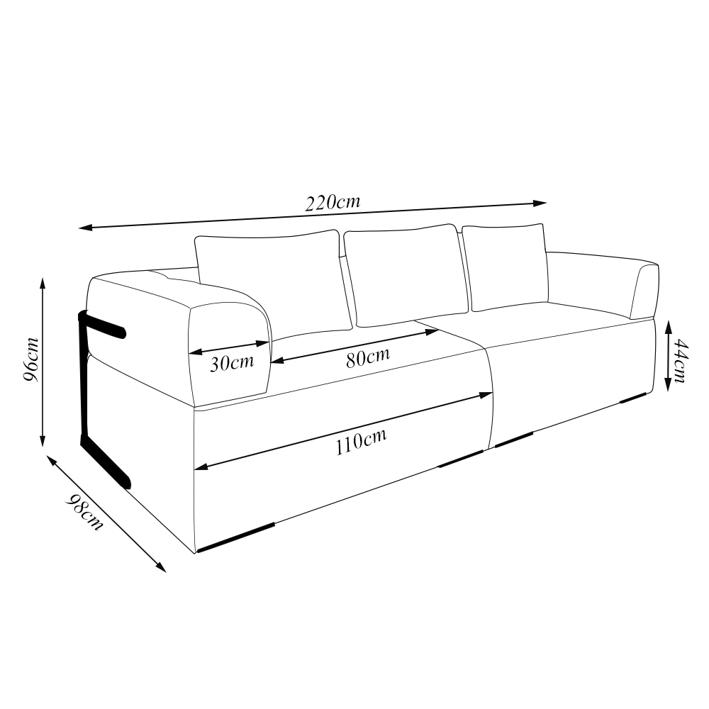 Sofá Bipartido 3 Lugares com Almofadas Soltas 220cm Nuuk Linho Verde G63 - Gran Belo