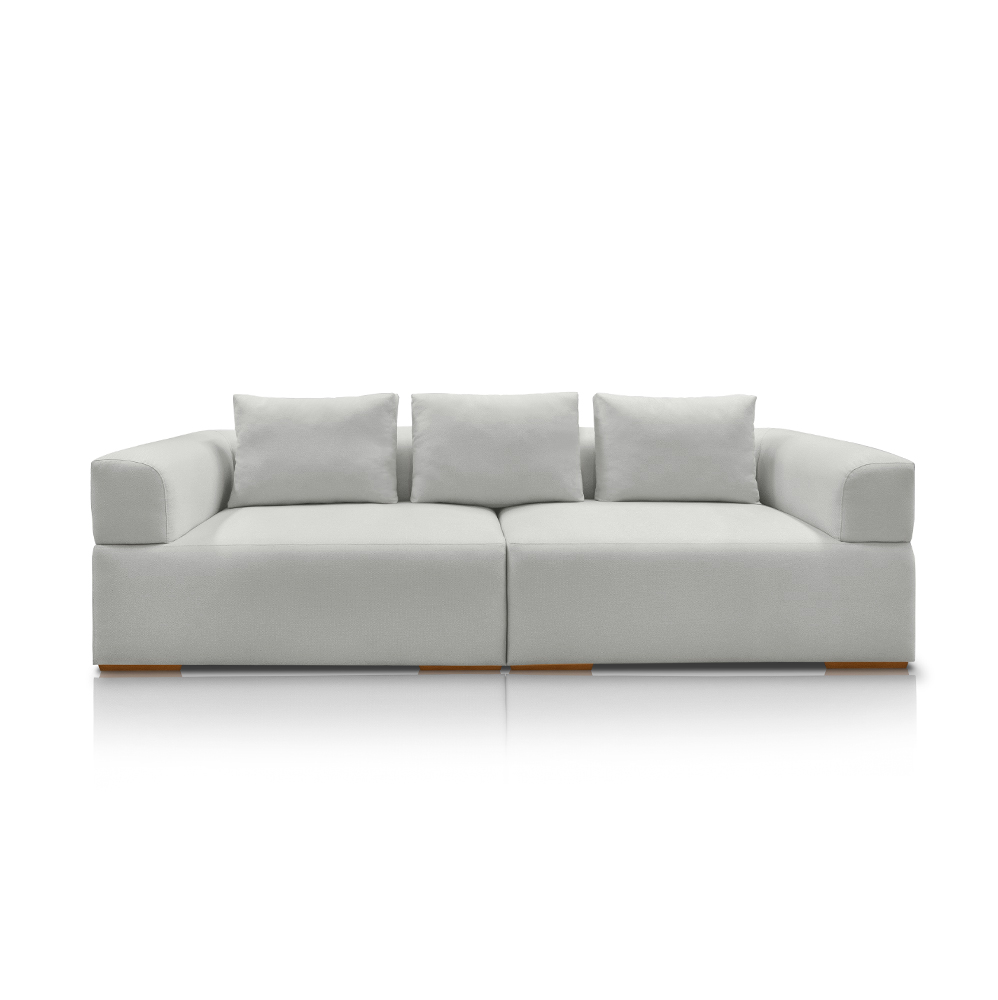 Sofá Bipartido 4 Lugares com Almofadas Soltas 260cm Nuuk Linho Cinza G63 - Gran Belo