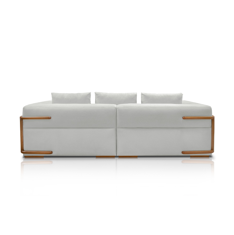 Sofá Bipartido 4 Lugares com Almofadas Soltas 260cm Nuuk Linho Cinza G63 - Gran Belo