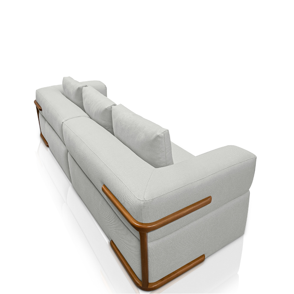 Sofá Bipartido 4 Lugares com Almofadas Soltas 280cm Nuuk Linho Cinza G63 - Gran Belo