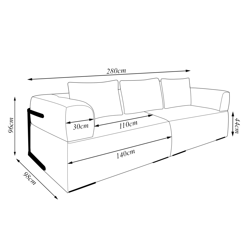Sofá Bipartido 4 Lugares com Almofadas Soltas 280cm Nuuk Linho Verde G63 - Gran Belo