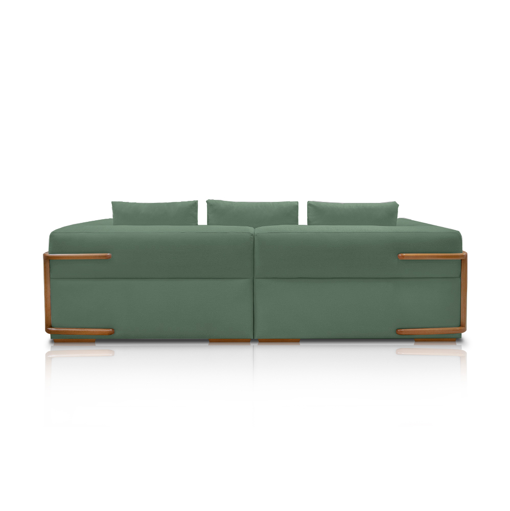 Sofá Bipartido 5 Lugares com Almofadas Soltas 300cm Nuuk Linho Verde G63 - Gran Belo