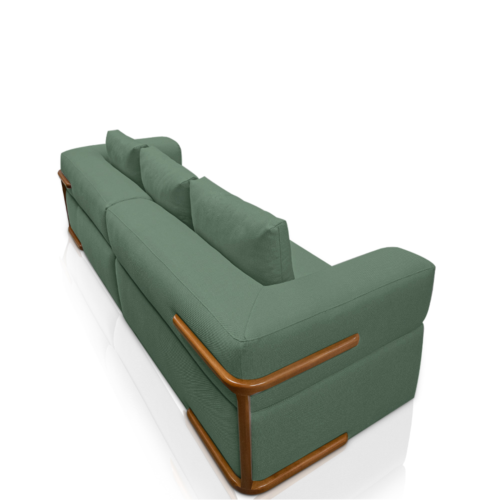 Sofá Bipartido 5 Lugares com Almofadas Soltas 300cm Nuuk Linho Verde G63 - Gran Belo