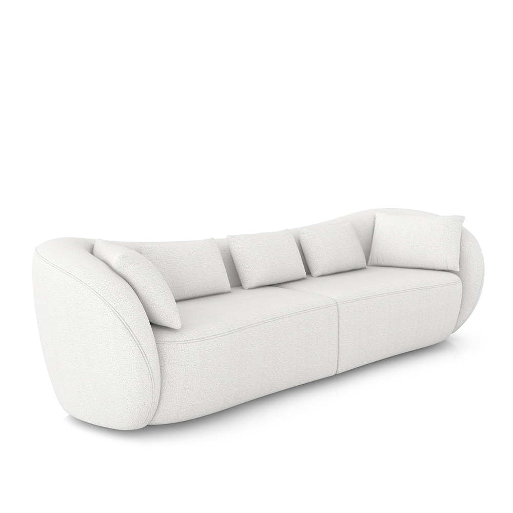 Sofá Bipartido Sala de Estar Diamond 212cm com Almofadas Soltas Bouclê Branco G52 - Gran Belo