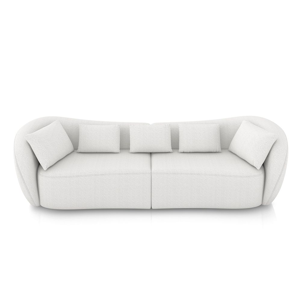 Sofá Bipartido Sala de Estar Diamond 212cm com Almofadas Soltas Bouclê Branco G52 - Gran Belo