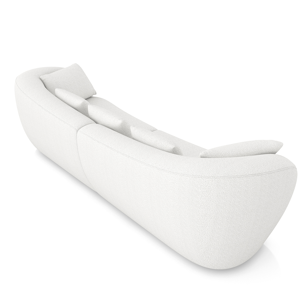 Sofá Bipartido Sala de Estar Diamond 212cm com Almofadas Soltas Bouclê Branco G52 - Gran Belo