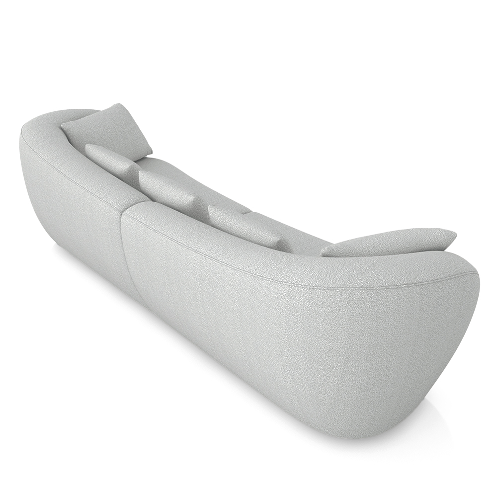 Sofá Bipartido Sala de Estar Diamond 212cm com Almofadas Soltas Bouclê Cinza G52 - Gran Belo