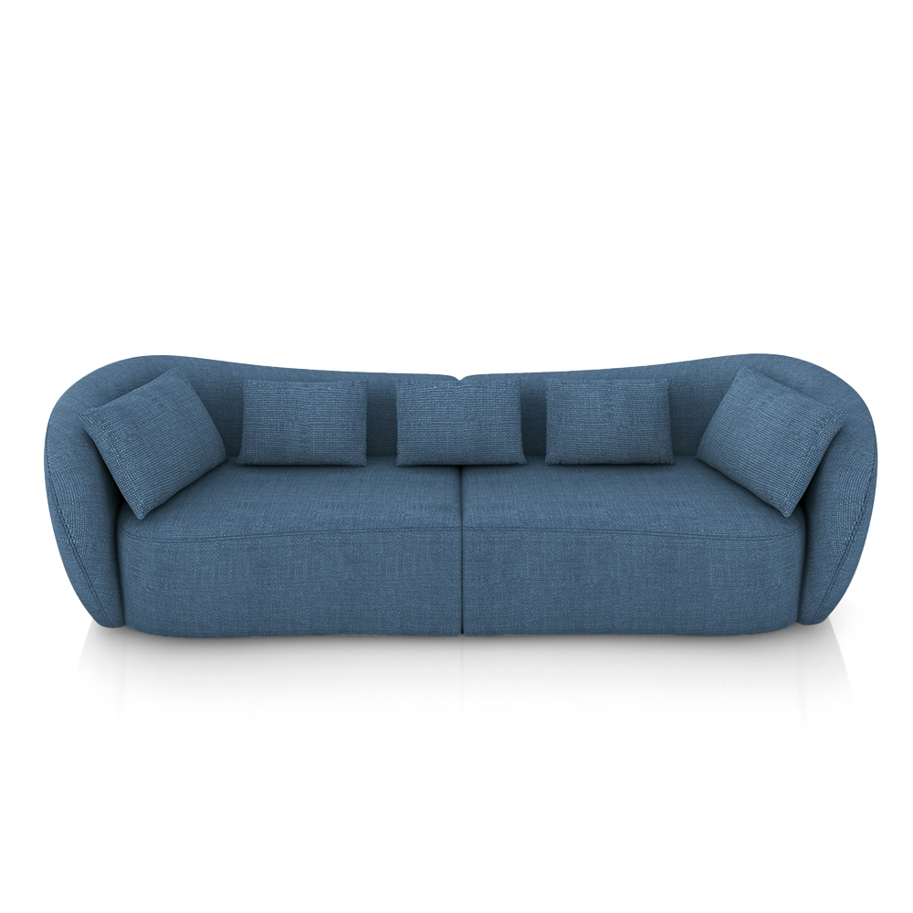 Sofá Bipartido Sala de Estar Diamond 212cm com Almofadas Soltas Linho Azul G52 - Gran Belo