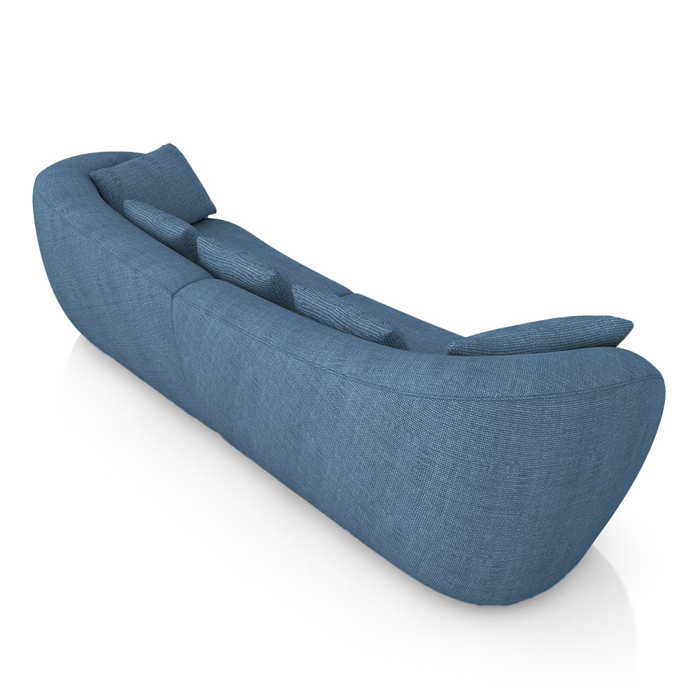 Sofá Bipartido Sala de Estar Diamond 212cm com Almofadas Soltas Linho Azul G52 - Gran Belo