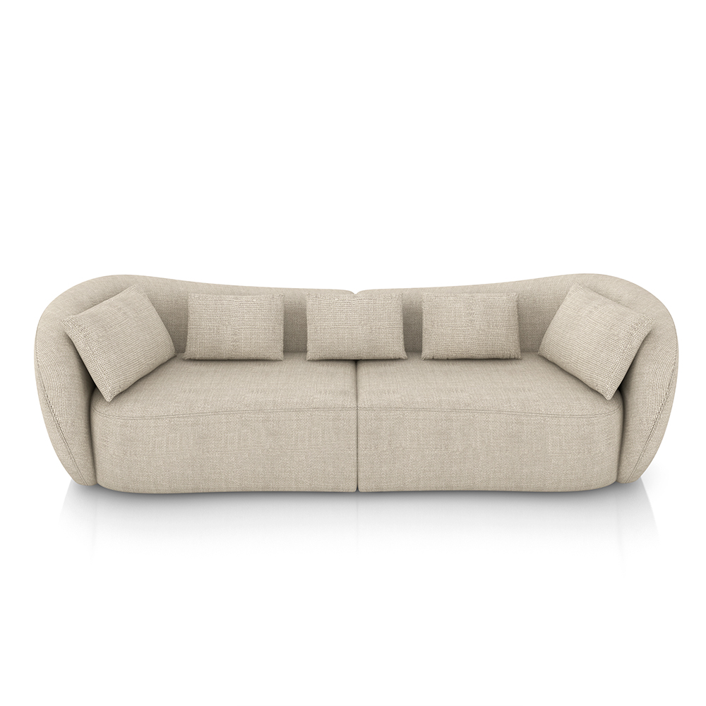 Sofá Bipartido Sala de Estar Diamond 212cm com Almofadas Soltas Linho Off White G52 - Gran Belo