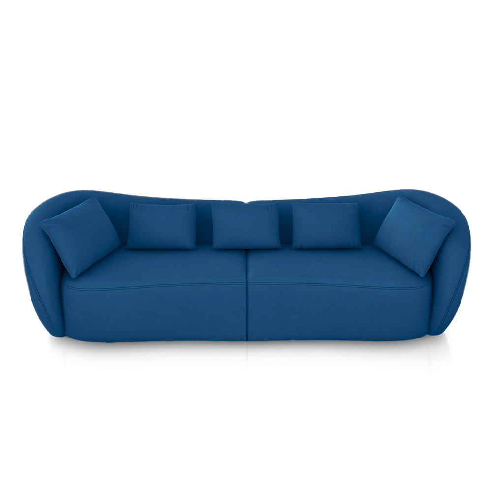 Sofá Bipartido Sala de Estar Diamond 212cm com Almofadas Soltas Veludo Azul G52 - Gran Belo