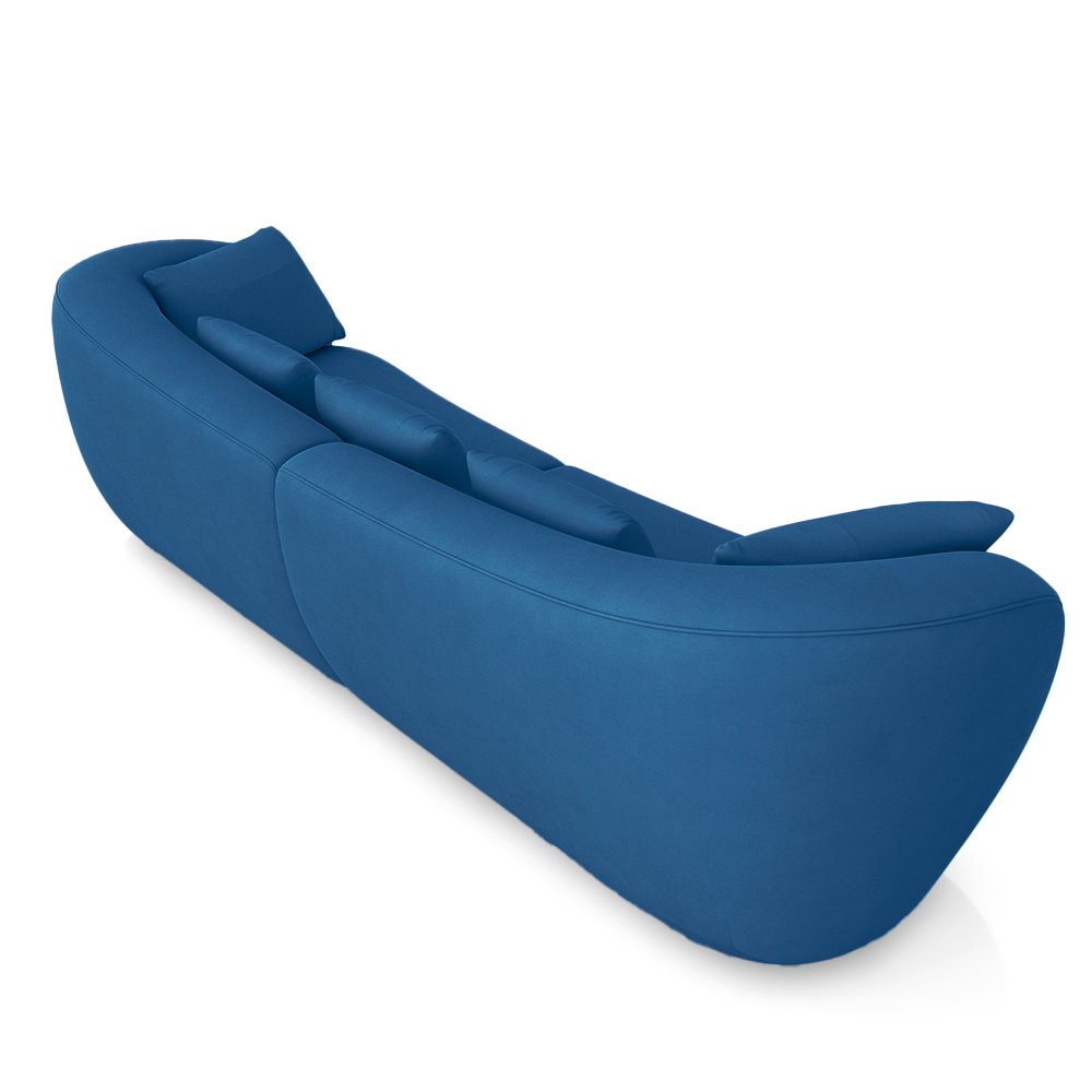 Sofá Bipartido Sala de Estar Diamond 212cm com Almofadas Soltas Veludo Azul G52 - Gran Belo