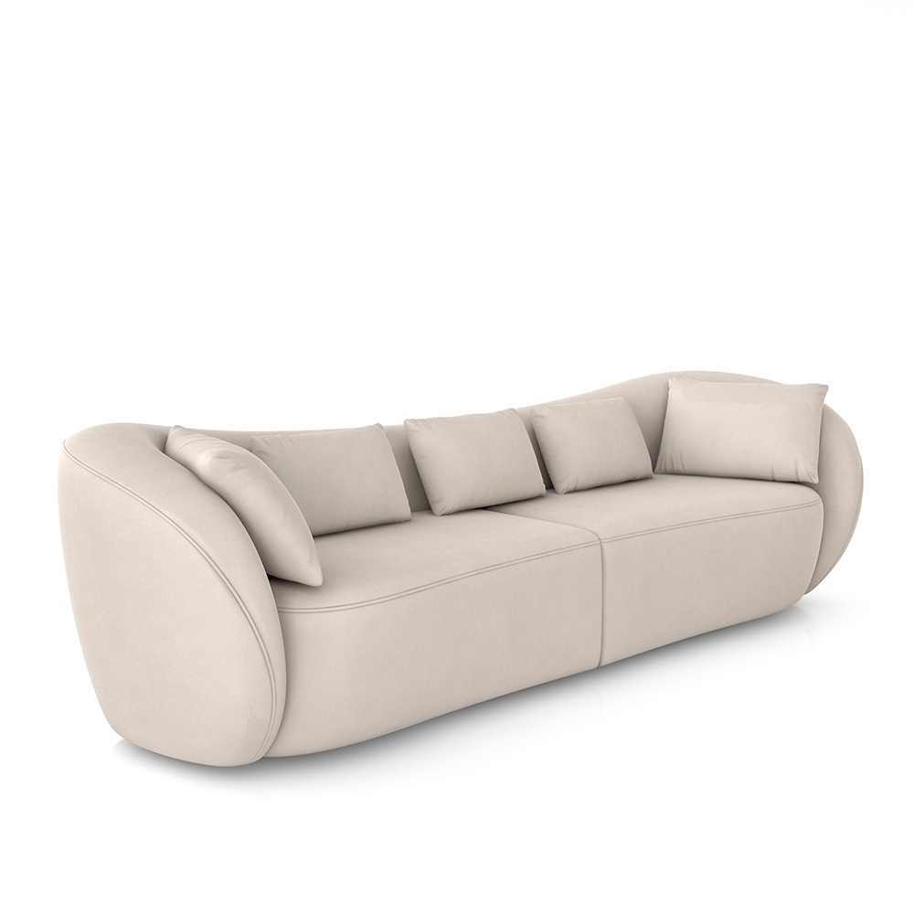 Sofá Bipartido Sala de Estar Diamond 212cm com Almofadas Soltas Veludo Bege G52 - Gran Belo