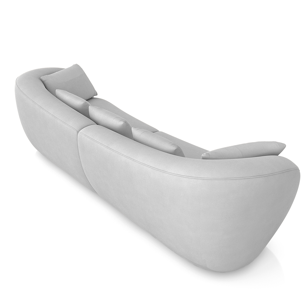 Sofá Bipartido Sala de Estar Diamond 212cm com Almofadas Soltas Veludo Cinza G52 - Gran Belo