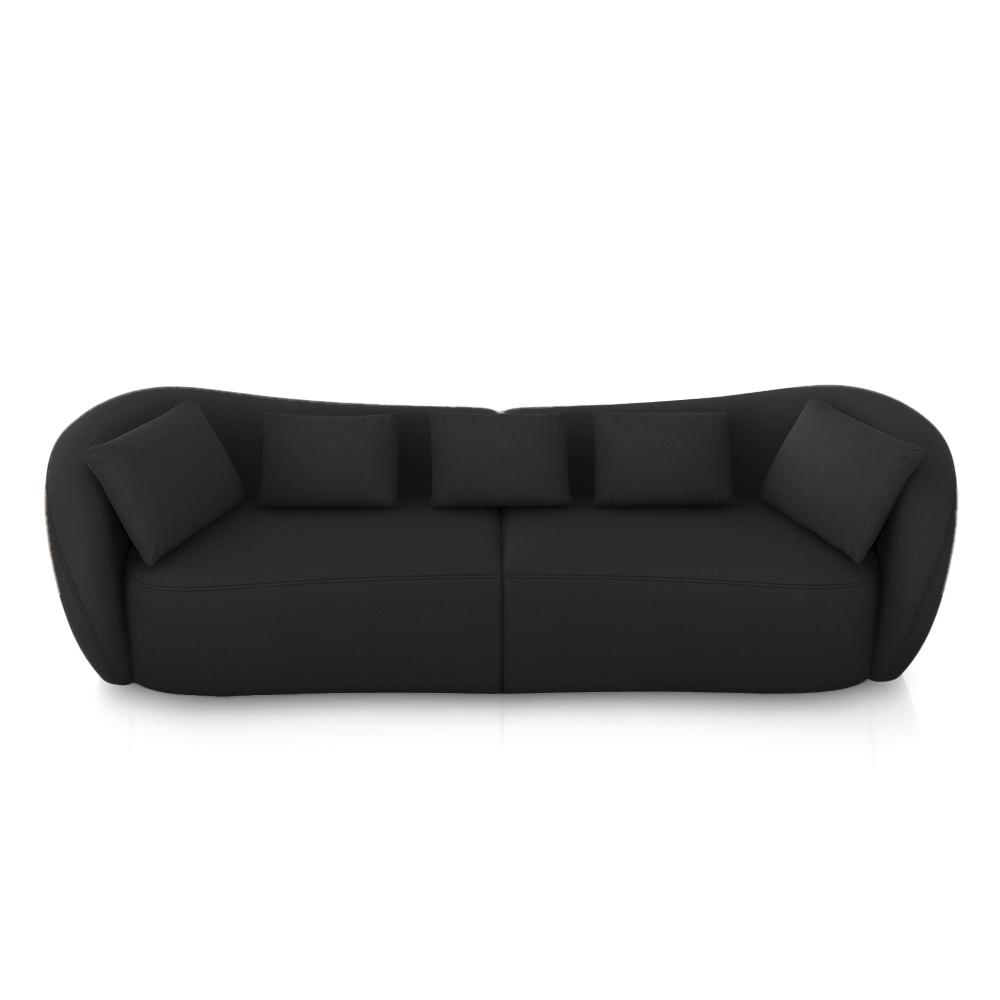 Sofá Bipartido Sala de Estar Diamond 212cm com Almofadas Soltas Veludo Preto G52 - Gran Belo