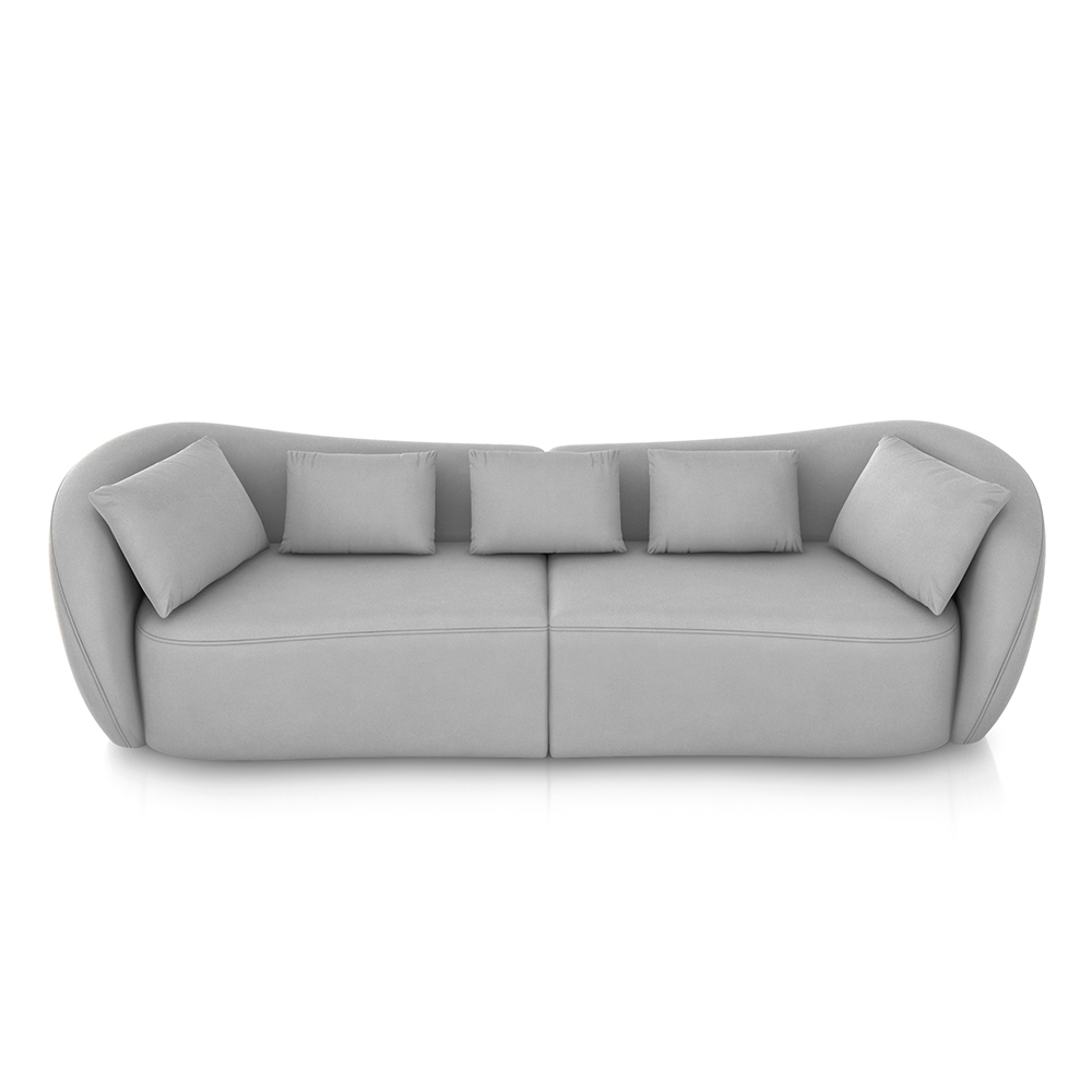 Sofá Bipartido Sala de Estar Diamond 232cm com Almofadas Soltas Veludo Cinza G52 - Gran Belo