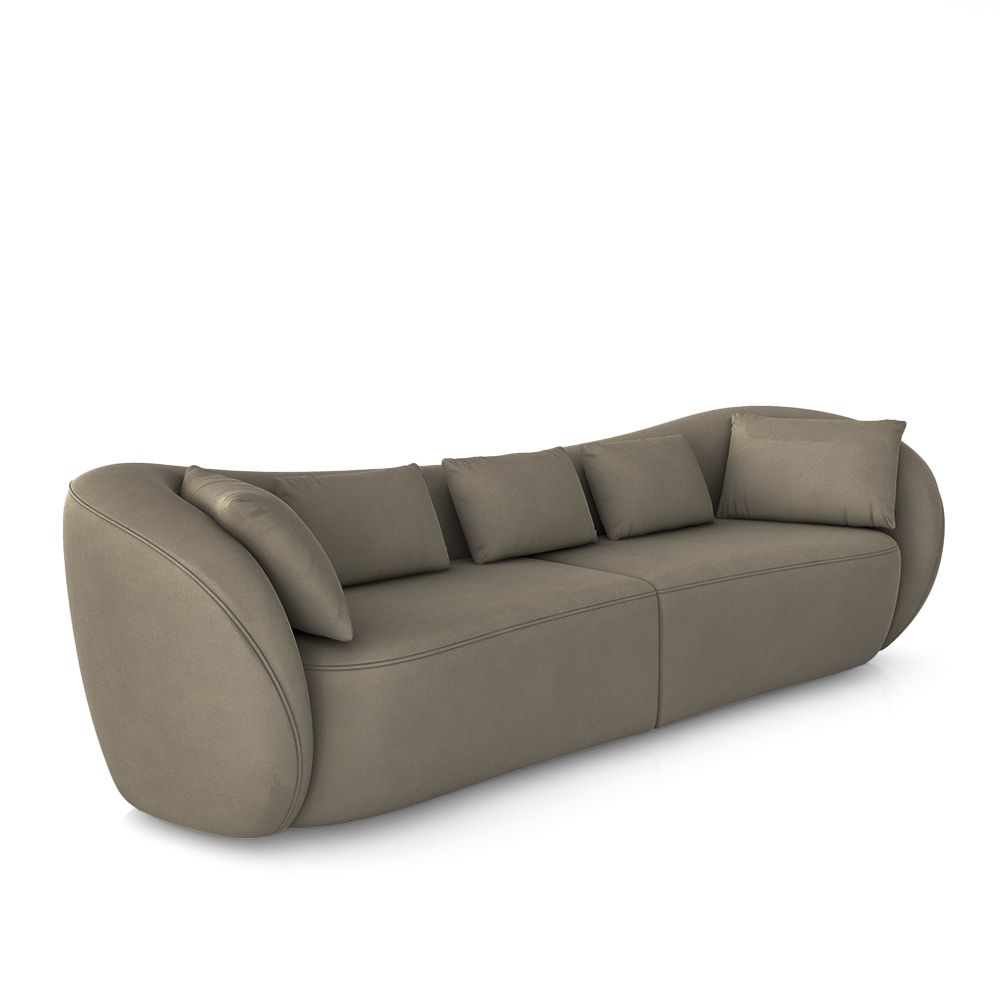 Sofá Bipartido Sala de Estar Diamond 232cm com Almofadas Soltas Veludo Marrom G52 - Gran Belo