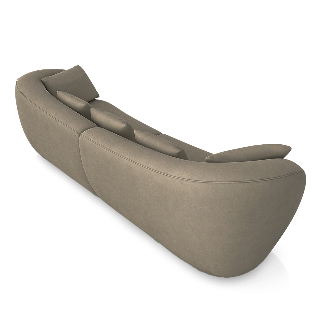 Sofá Bipartido Sala de Estar Diamond 232cm com Almofadas Soltas Veludo Marrom G52 - Gran Belo