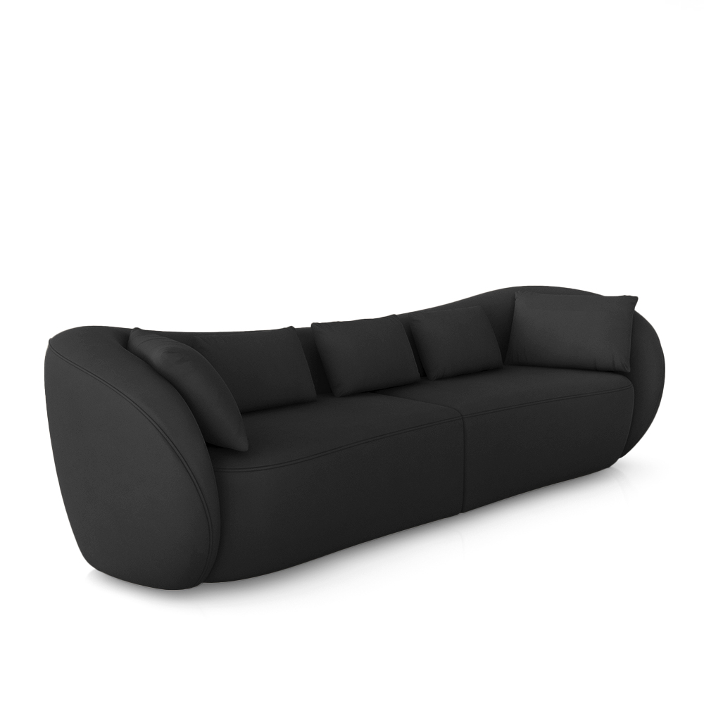 Sofá Bipartido Sala de Estar Diamond 232cm com Almofadas Soltas Veludo Preto G52 - Gran Belo