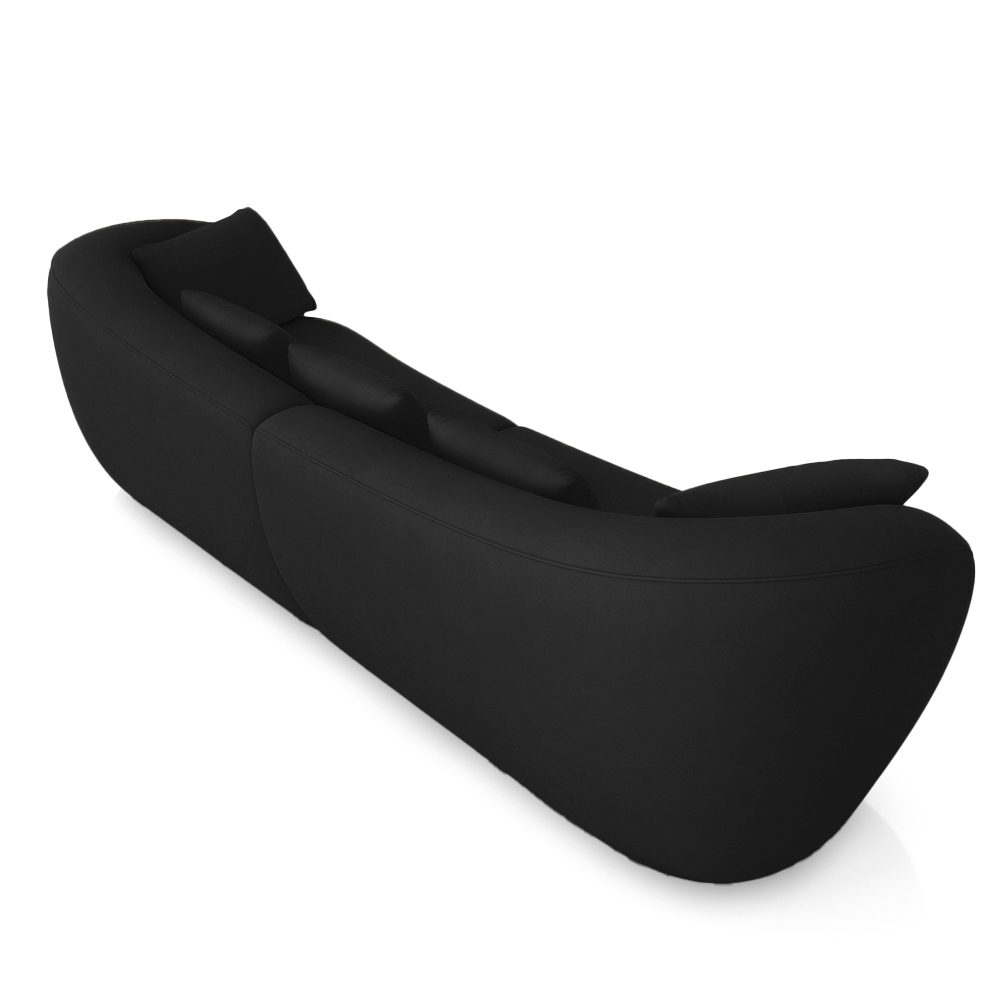 Sofá Bipartido Sala de Estar Diamond 232cm com Almofadas Soltas Veludo Preto G52 - Gran Belo